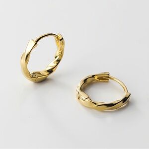 Twist Huggie Earrings S925- SH047 Gold 12mm